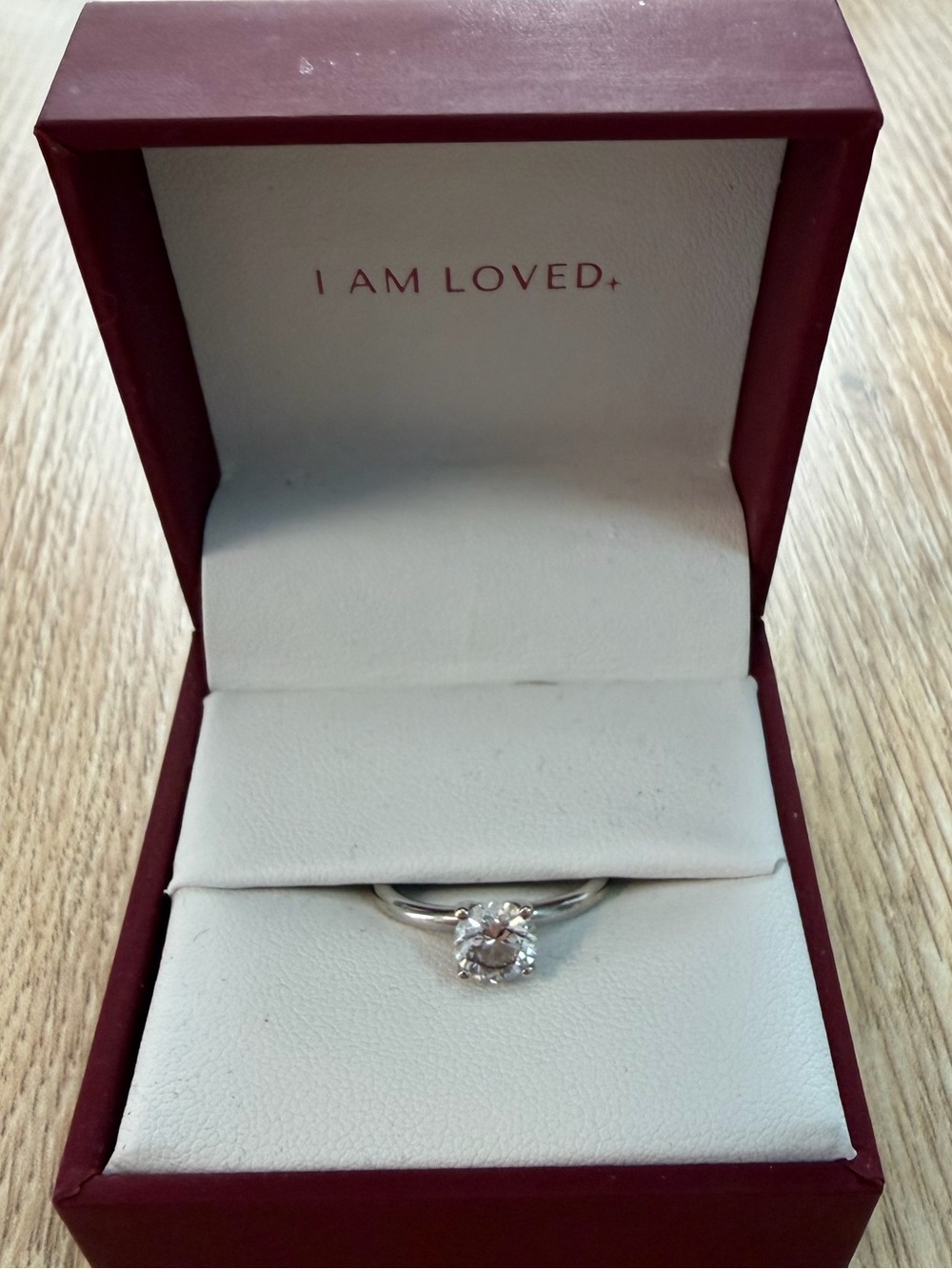 Zales White Solitaire Ring with Clear Stone